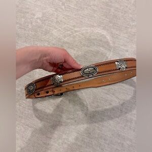 Western Belt size 36 genuine leather with silver embellishments
